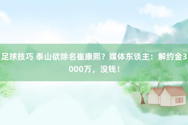 足球技巧 泰山欲除名崔康熙？媒体东谈主：解约金3000万，没钱！