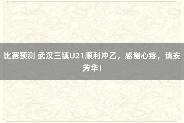 比赛预测 武汉三镇U21顺利冲乙，感谢心疼，请安芳华！