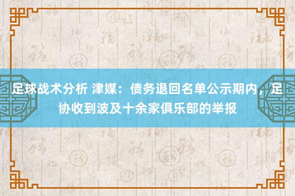 足球战术分析 津媒：债务退回名单公示期内，足协收到波及十余家俱乐部的举报