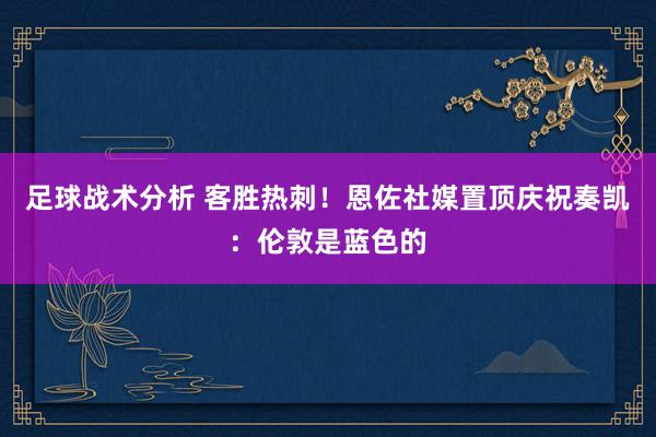 足球战术分析 客胜热刺！恩佐社媒置顶庆祝奏凯：伦敦是蓝色的